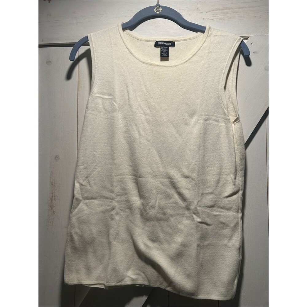 Spring + Mercer Cream Sleeveless Knit Tank Medium
